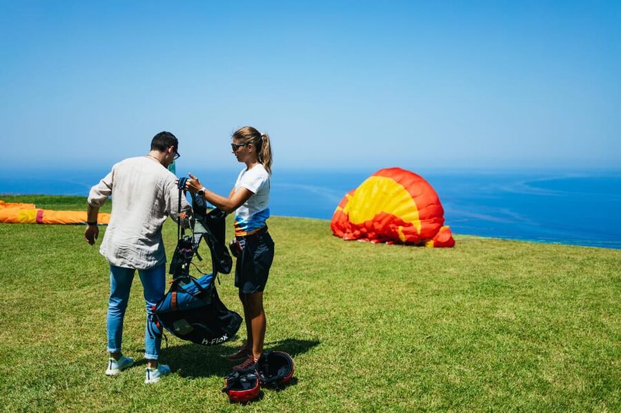 Cefalù: Tandem Paragliding Flight and GoPro13 Video - Safety gear and a calm instructor in your harness